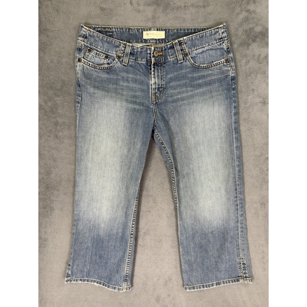 BKE Jeans Womens 29 Blue Light Wash Denim Wendi Cropped Wide Leg Capri Mid‎ Rise